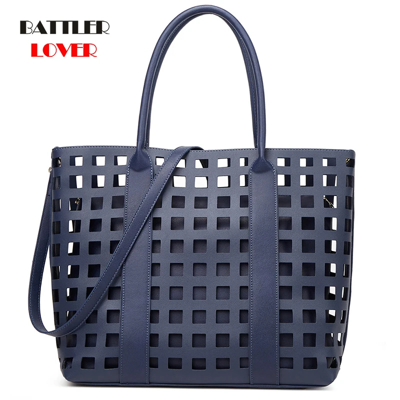 

Women 2 Sets Composite Handbags Hollow Out Design Shoulder Bags For Female Solid Plaid Crossbody Purse Ladies New Classic Bucket