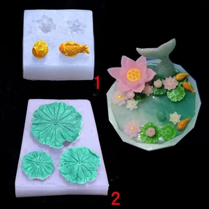 Прозрачная силиконовая форма в виде лотоса, рыбы, листьев лотоса, силиконовая форма для ручной работы, украшение для выпечки, DIY Набор клея, силиконовая форма
