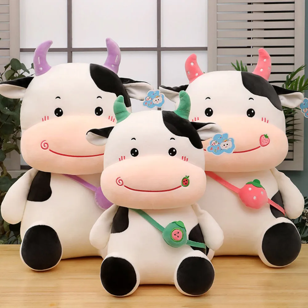 

1Pc Adorable Plush Cow Doll Ox Year Doll Adornment Stuffed Cow Cushion