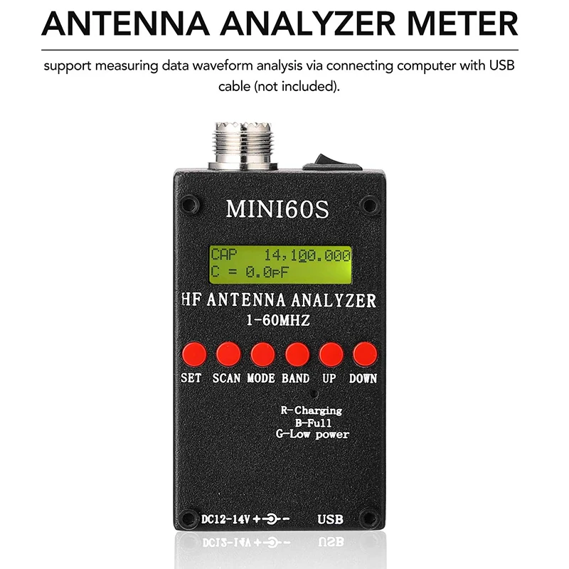 Mini60S 1-60MHz HF ANT SWR антенна анализатор метр с BT Android APP PC программное обеспечение для Ham