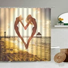 Занавеска для душа с изображением пляжа и танцующей девушки, штора из водонепроницаемой ткани с естественным пейзажем для ванной комнаты, лето