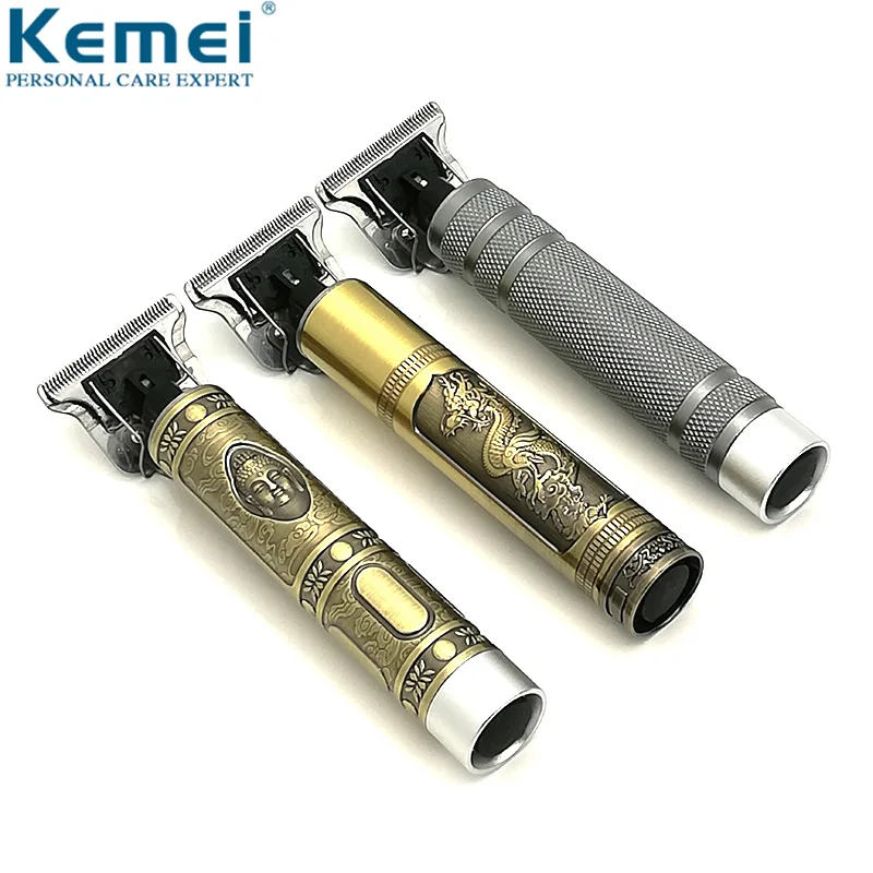 Kemei T blade Скелет дракон феникс голова Будды беспроводной триммер для волос D8 T9 0 мм