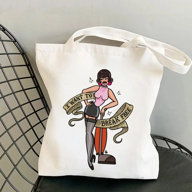 

Shopper Freddie Mercury Break Free Printed Tote Bag women Harajuku shopper handbag girl Shoulder shopping bag Lady Canvas Bag