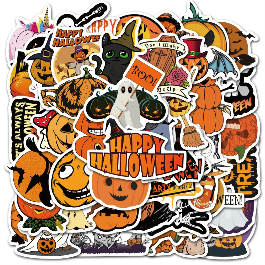 

10/30/50PCS Cartoon Scary Pumpkin Head Diary Waterproof Graffiti Suitcase Skateboard Guitar Toy Decoration Sticker Wholesale