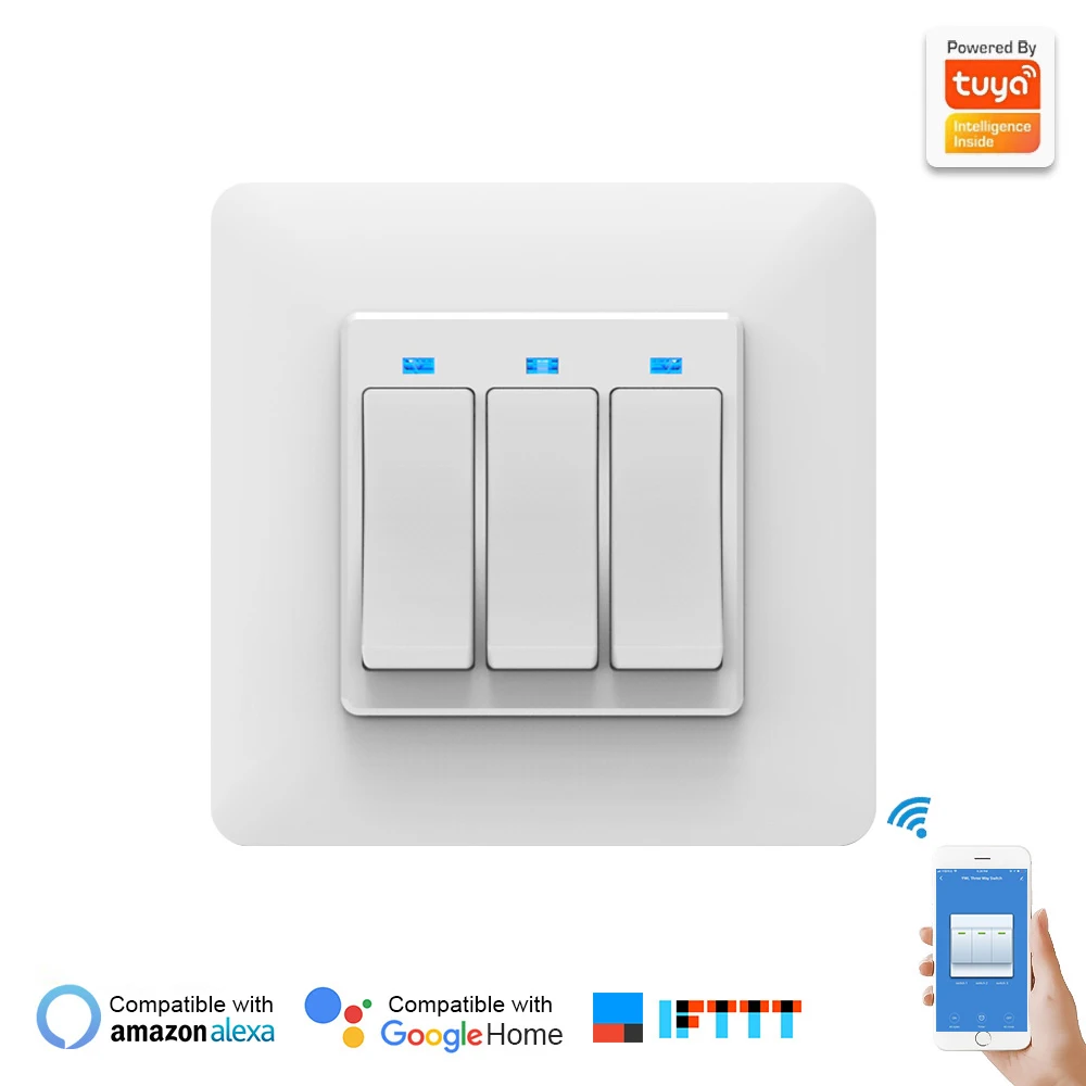 

Смарт-выключатель настенный механический со светодиодным индикатором и голосовым управлением