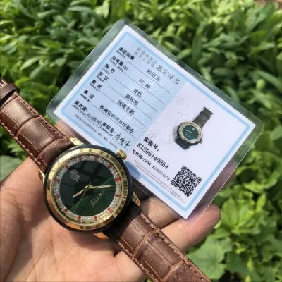 A Andtianyu jade часы Натуральный и Тянь gold золото мужская модель кварцевые нефритовые часы персонаж стиль папа - Цвет камня: A