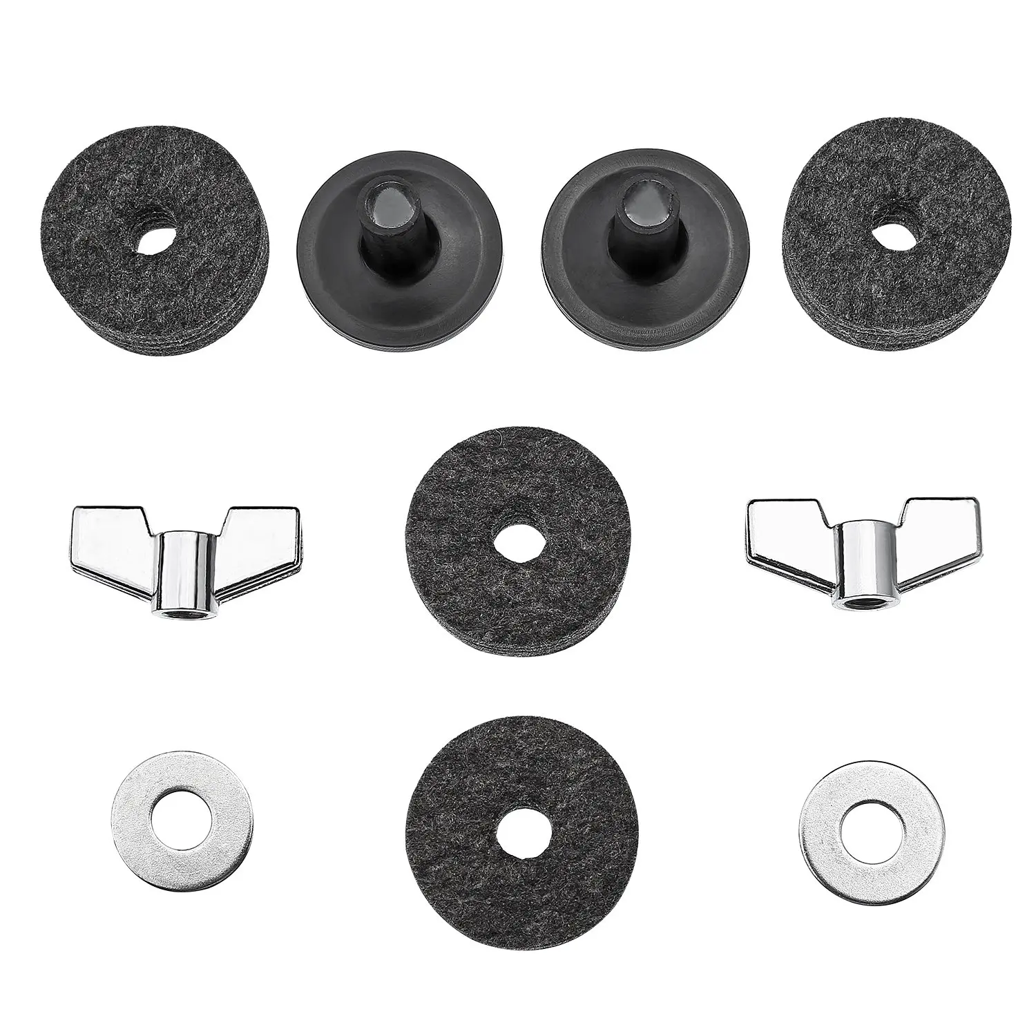 18 шт. Cymbal Сменные аксессуары Cymbal Felts Hi-Hat клатч фетр Hi Hat Cup Войлок Cymbal рукава с основанием барашковые гайки