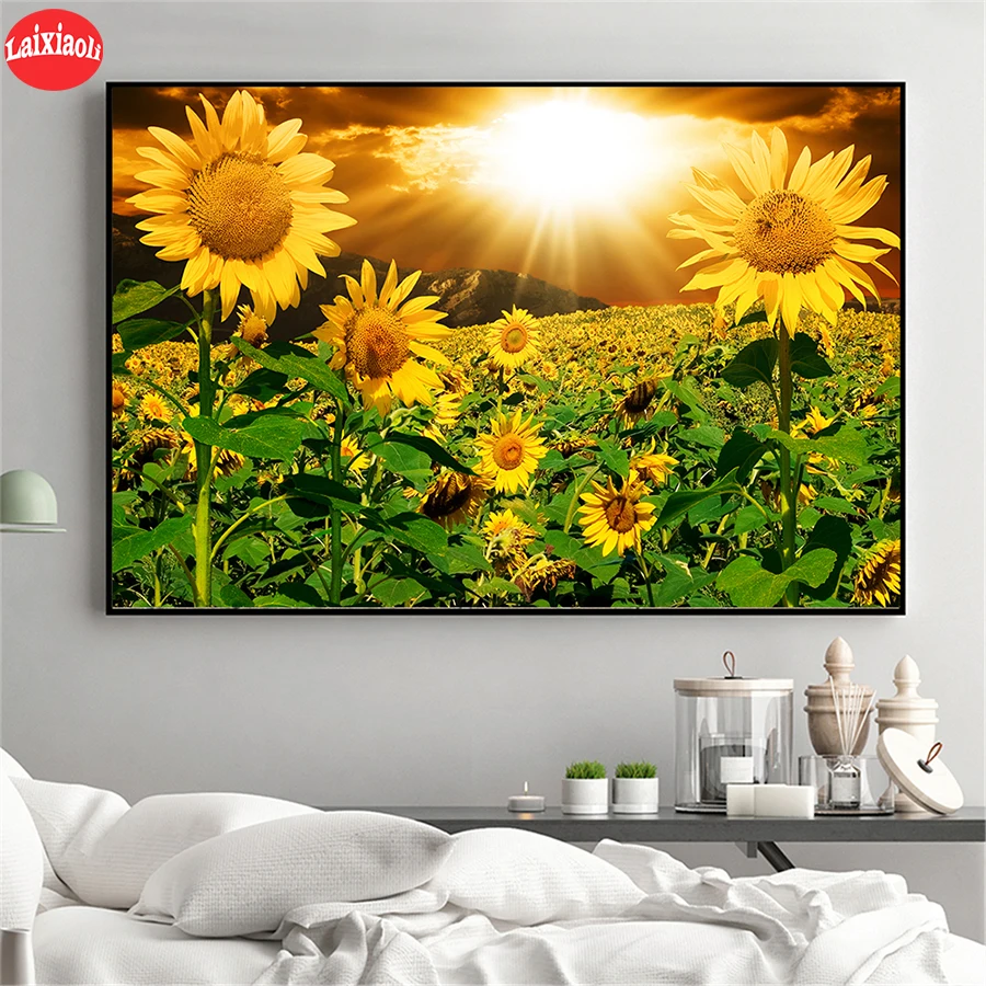 

5D DIY Diamond Painting Natural scenery, sunflower, sunshine Full Square Round Drill Embroidery Cross Stitch 5D icon gift Home