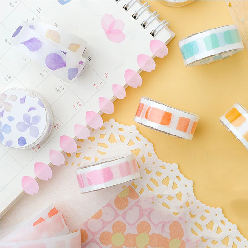 * Васи лента акварельные и растения серии Красочные цветы зеленый фиолетовый