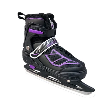 Purple S EUR31-34 Зимние новые встроенные тепловые толстые Профессиональные коньки для хоккея с лезвием, обувь для катания на коньках, регулируемая обувь для женщин, взрослых, детей - Цвет: Purple S EUR31-34