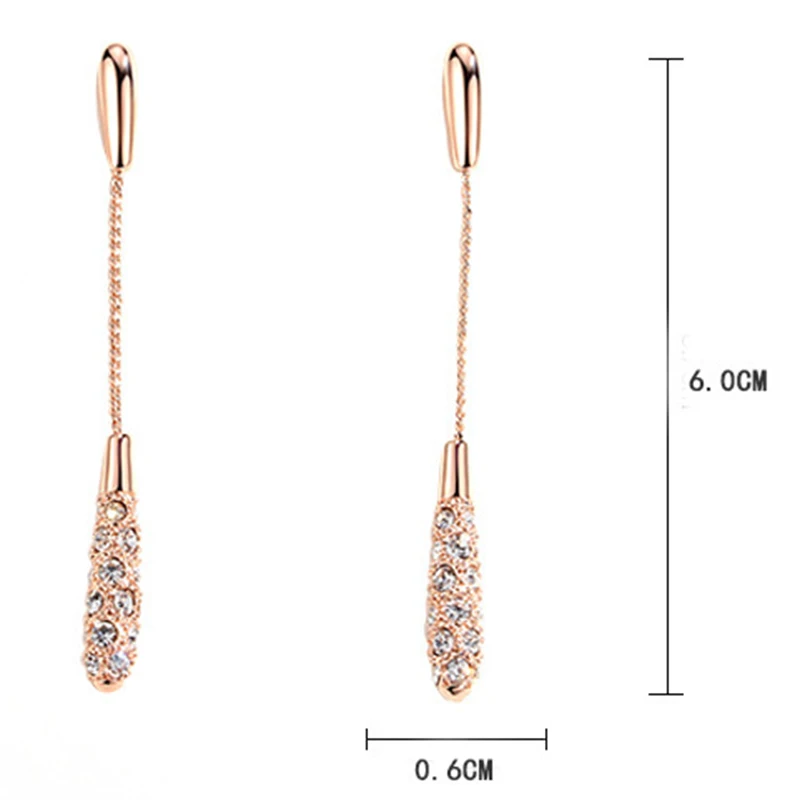 

2021 New Exquisite Flash Water Droplets Earrings Female Fashion Elegant Long Drop-Shaped Alloy Stud Earrings Accessories Jewelry