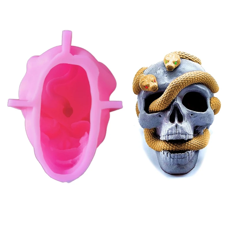 

B36D 3D Cobra Skull Silicone Mold, Epoxy Resin Mould Fondant Cake Aromatherapy Plaster Mold DIY Crafts Soap Home Decors Casting