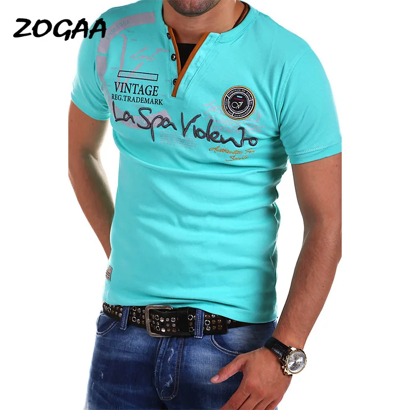 

ZOGAA Летний Тонкий Para мужская свободного покроя с коротким рукавом рубашки поло для мужчин с буквенным узором двойные штаны с принтом Slim Fit ру...