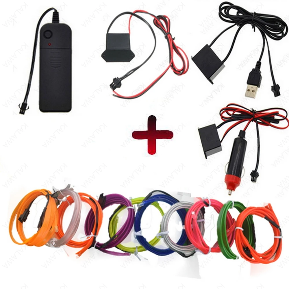 

Car Automobile Flexible Neon Led EL Wire Light Ciggerete Plug Tape Cable Strip LED Flex Sewing Edge Car Styling Tube 12V Rope