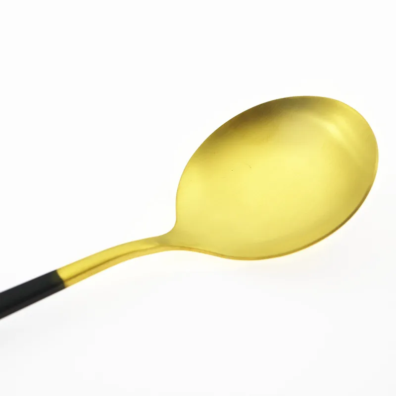 

24Pcs Black Gold Tableware Stainless Steel Cutlery Knives Forks Spoons Flatware Dinnerware Set Home Kitchen Dinner Tableware Set