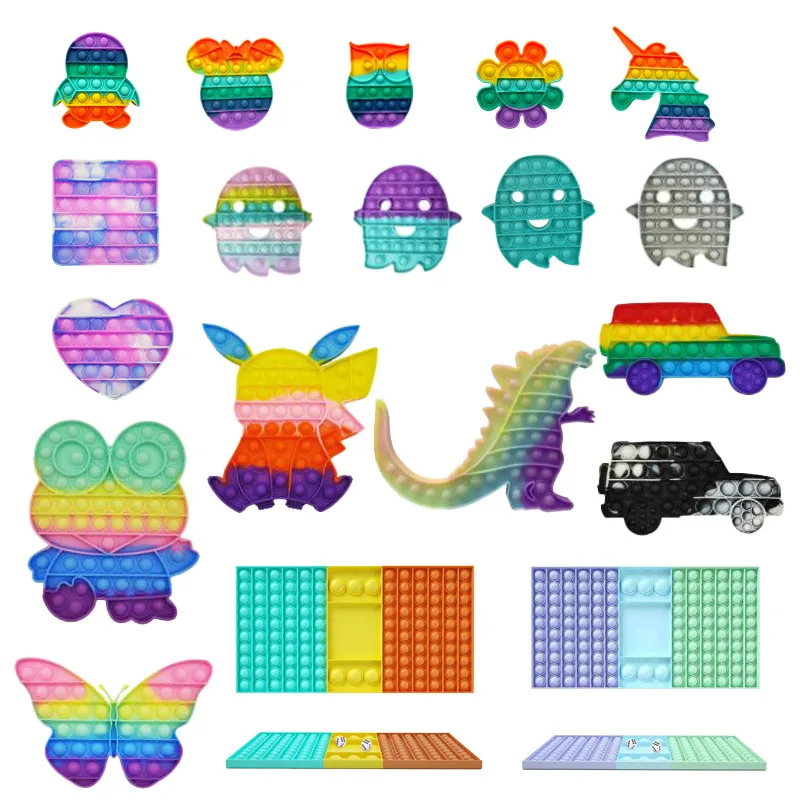 

New Fidget Toys Antistress Push Bubble Silicone for Children Adult Autism Stress Reliever Squeeze Board Fidget Game frete grtis