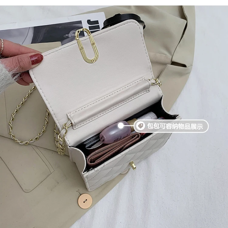 

Niche Design Diamond Chain Handbags 2021 New Fashion Ins Messenger Bag Popular Hot-selling Square Bag Shoulder Bag Width: 17cm