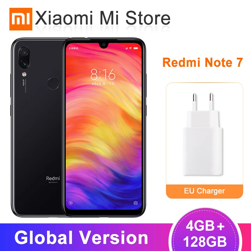 Глобальная версия Xiaomi Redmi Note 7 4 Гб 128 ГБ Смартфон Snapdragon 660 четыре ядра 48мп двойная