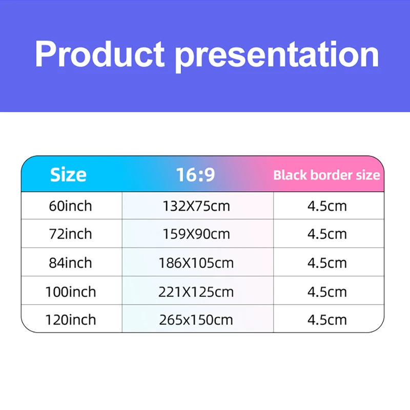 Проектор MIXITO защитный уличный портативный складной экран 16:9 84 100 120 дюйма для дома