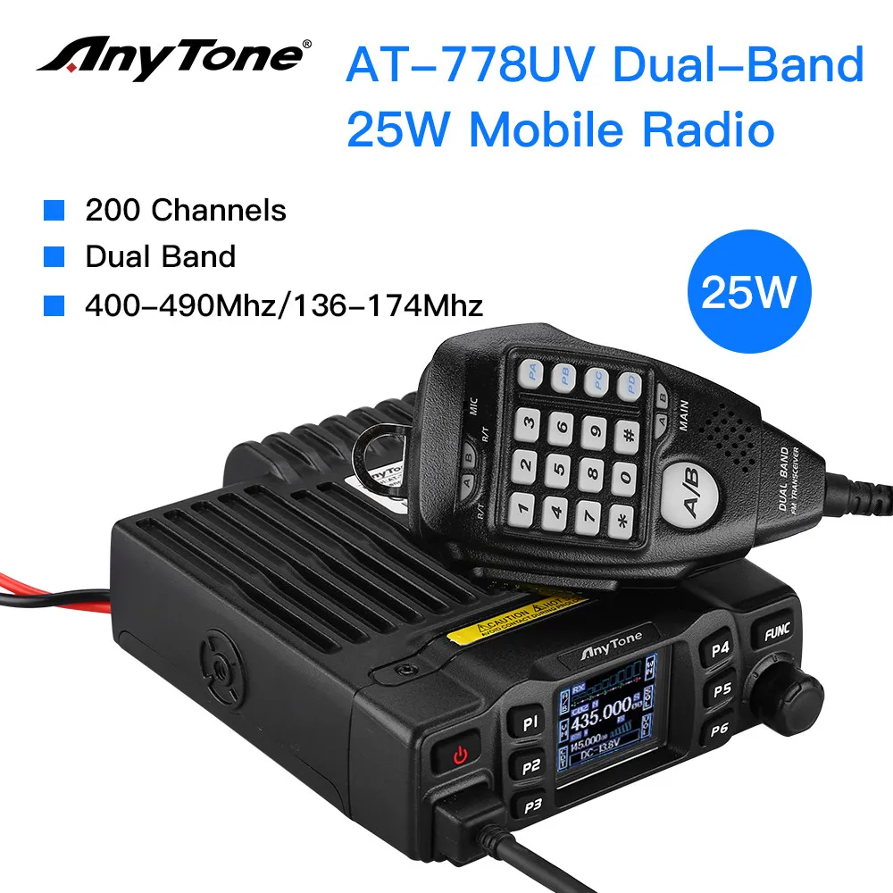 AnyTone AT778UV 25 Вт/15 Вт/5 Вт двухдиапазонный приемопередатчик мобильное радио VHF 136 174