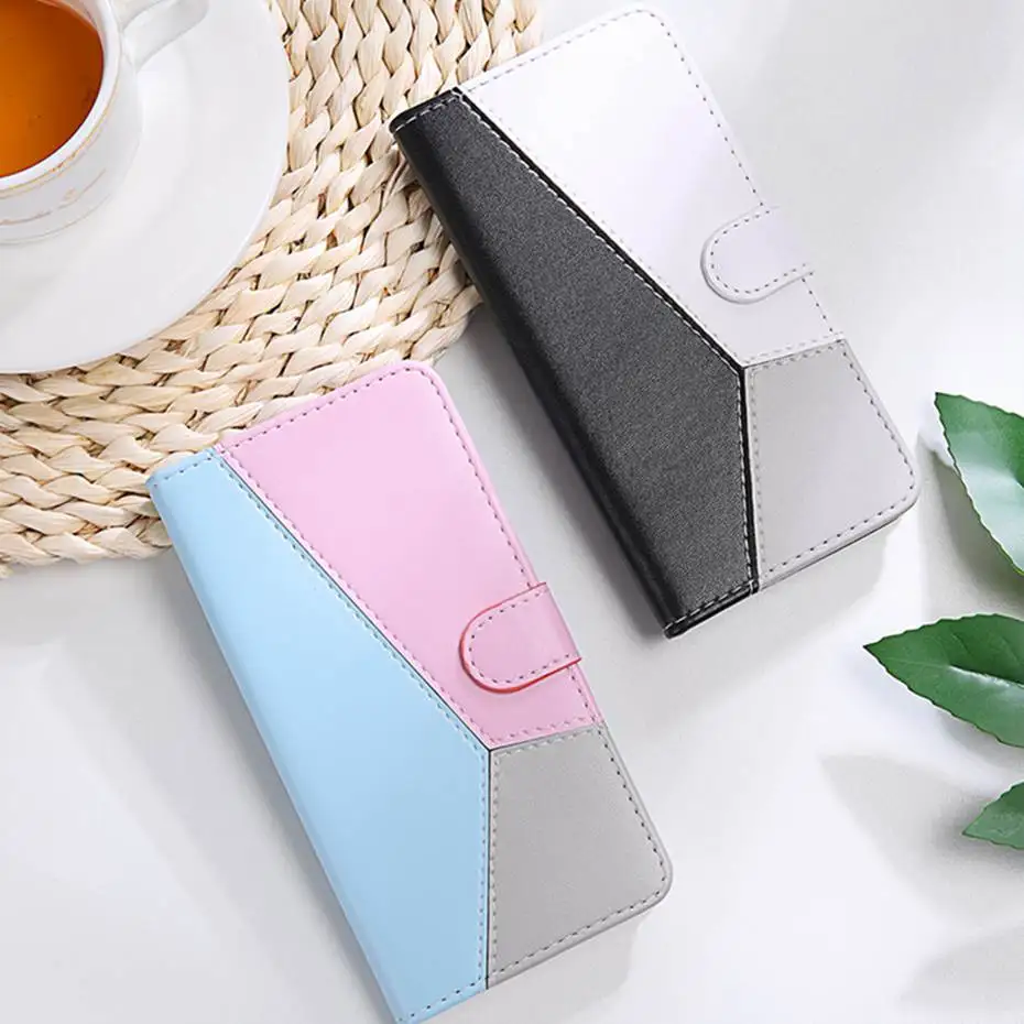 Mixed Colors Leather Flip Case For Moto G7 Plus Power Wallet Capa Motorola E5 Play Go Phone Coque | Мобильные телефоны и