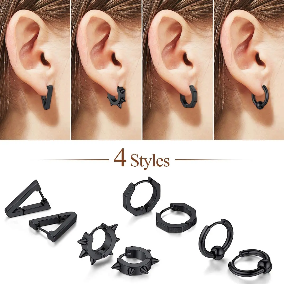 Кольца из нержавеющей стали в стиле панк-рок для пирсинга серьги-кольца