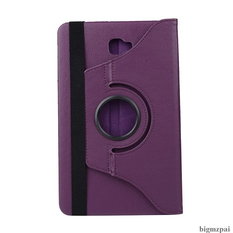 purple Чехол для samsung Galaxy Tab A A6 10,1 T585 T580 T580N С Откидывающейся Крышкой из искусственной кожи, с подставкой и вращающейся на 360 Litchi, защитный чехол для планшета+ пленка - Цвет: purple