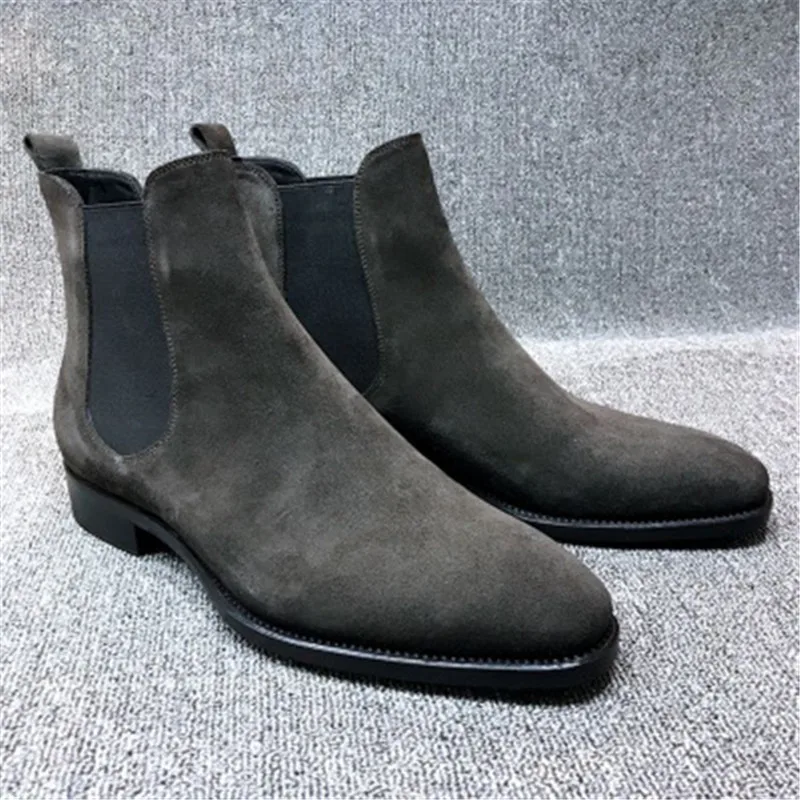 Mens Faux Suede Chelsea Boots High-top Pointed Toe Ankle Walking Shoes Wear Resistant Casual Botas Mujer Size 39-48 | Обувь