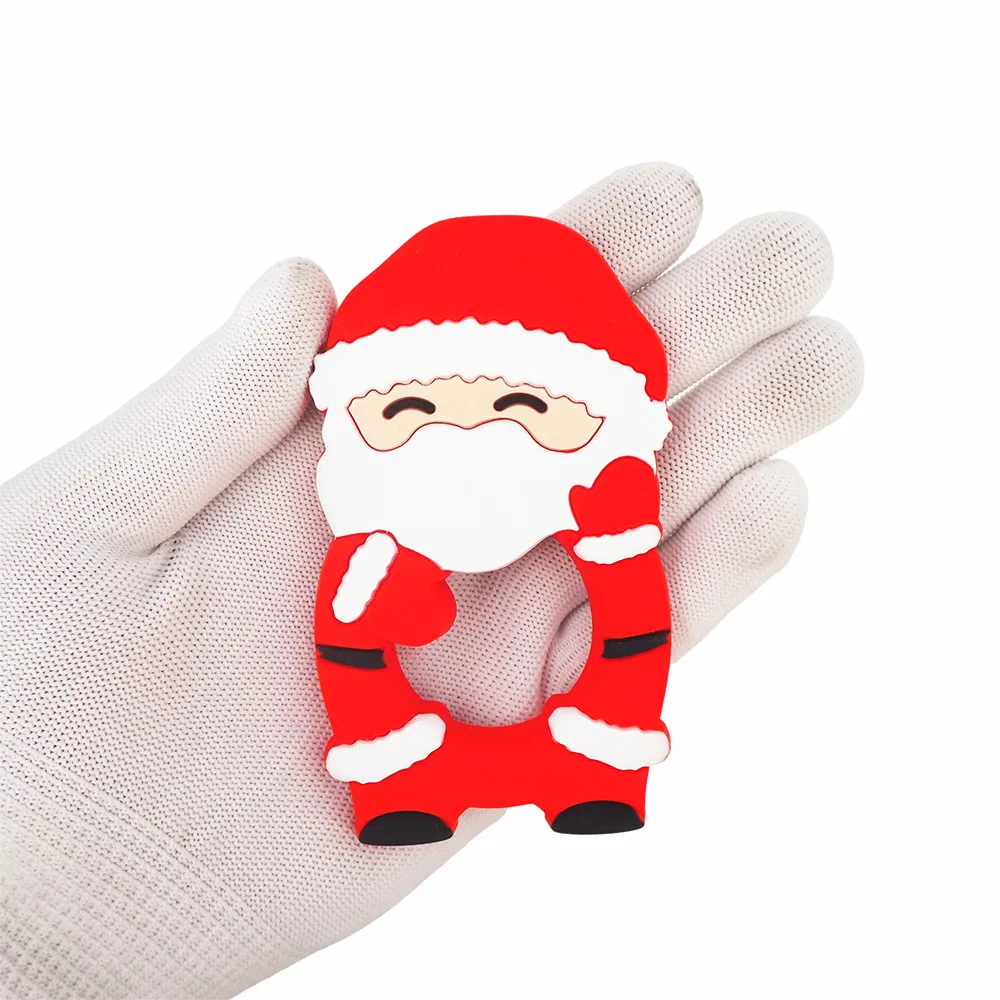 Chenkai-mordedor de silicona para beb&eacute;, regalo de dentici&oacute;n de Navidad, c&oacute;moda, Pap&aacute; Noel, &aacute;rbol, estrella, nieve, Hombre, 10 Uds.-1