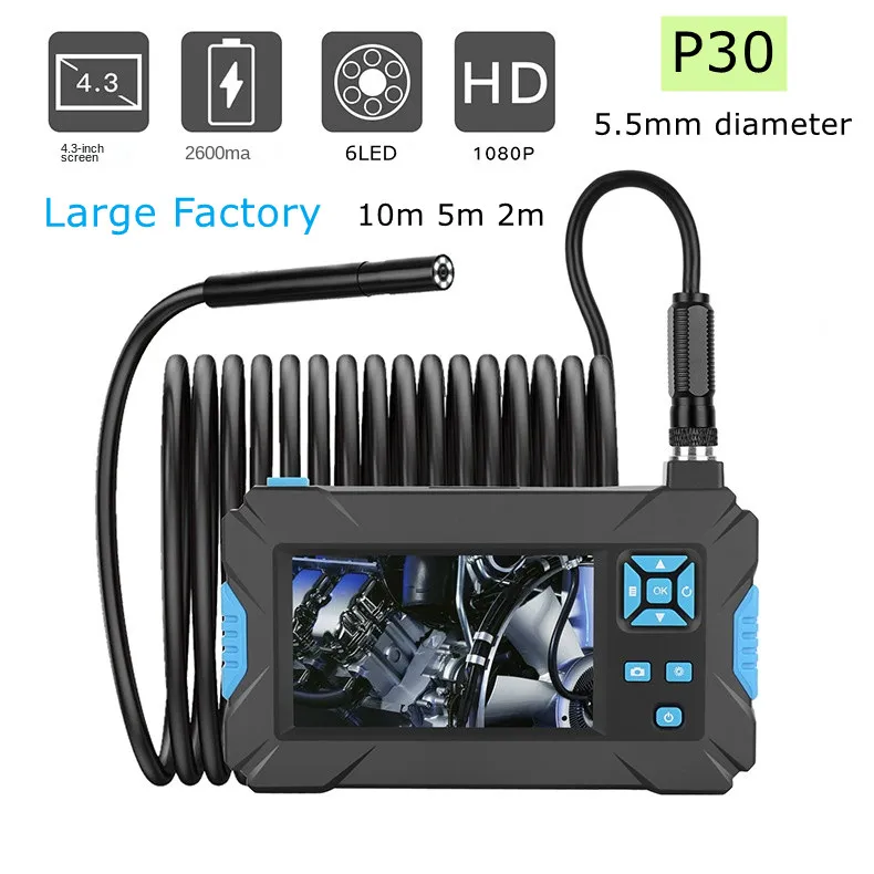

P30 5.5mm Industrial Endoscope with Screen HD 1080P 2 Million Industrial Endoscope Small Probe 10M 5M 2M Long Line Endoscope