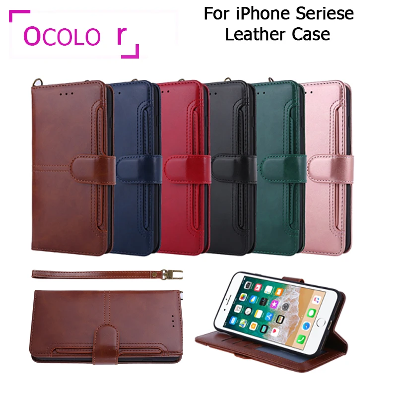 Ocolor для iPhone 7 8 Max X XR XS из искусственной кожи чехол оболочка смартфон флип защитный