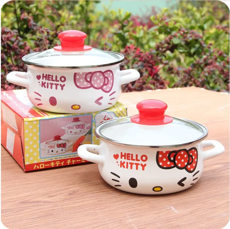 1 шт. мультяшная маленькая фарфоровая эмалированная кухонная кастрюля для супа