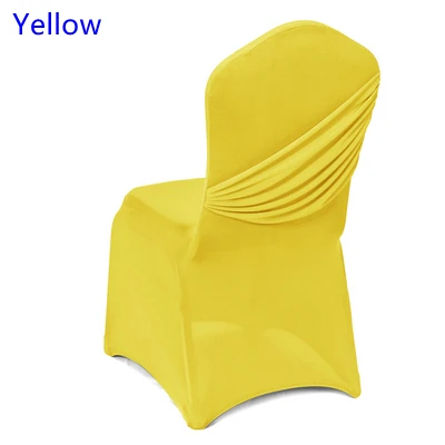 

Yellow Colour Wedding Lycra Chair Covers One Cross Cover Chair Spandex Pleated Luxury Wedding Party Decoration On Sale
