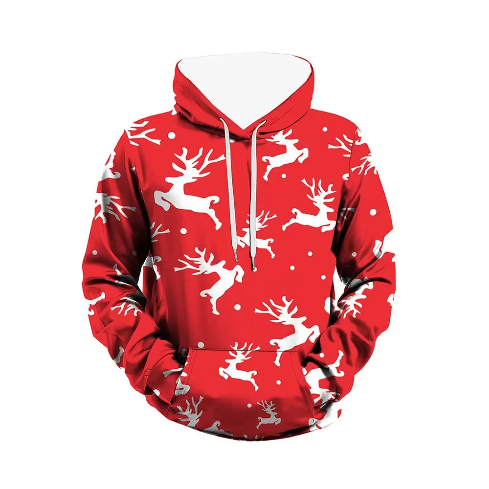 

Christmas Elk Print Pocket Hoodie Sweatshirts Women Funny Hoodies Autumn Long Sleeve Warm Hoodie Hip Hop Hoodies Party Clothes