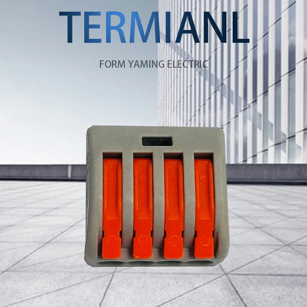 

4P (10pcs/lot) Fast Connection Terminal Block 222-414 Universal Compact Wire Wiring Connector 4 Pin One In Three Out