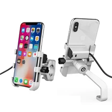 ARVIN Motorcycle Charging Aluminum Phone Holder With USB Charger Moto Handlebar Bracket Stand for 3-6.4 inch Mobile Phone Mount