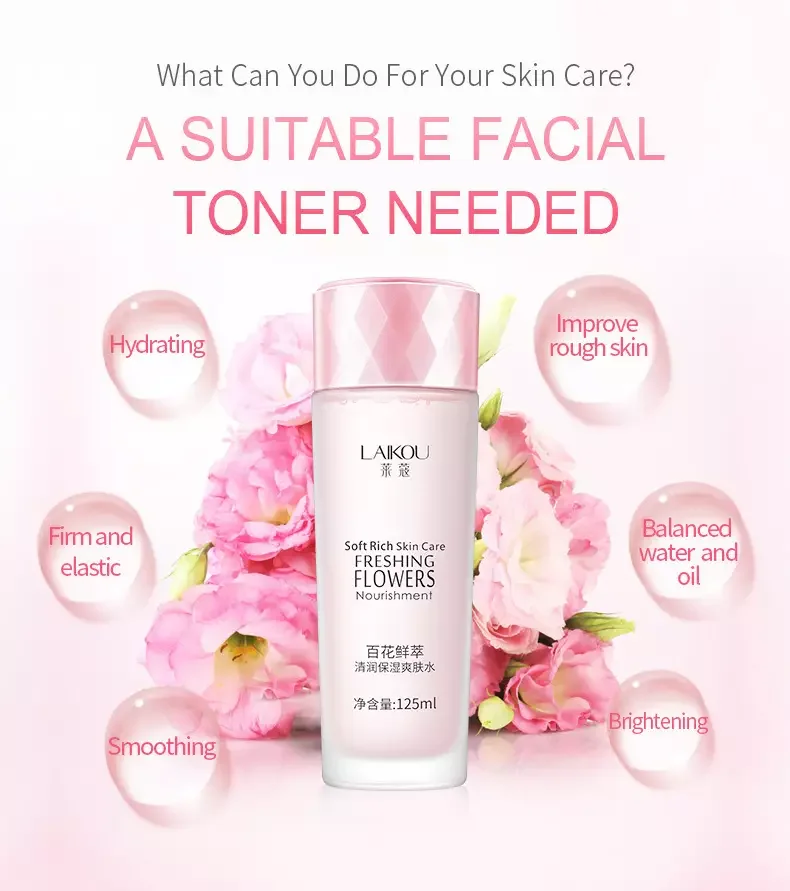 

Hundred Flow Blossoms Essence Toner Shrinks Pore Whitening Oil Control Moisturizing Anti-Aging Facial Acne Treatment Skin 125ml