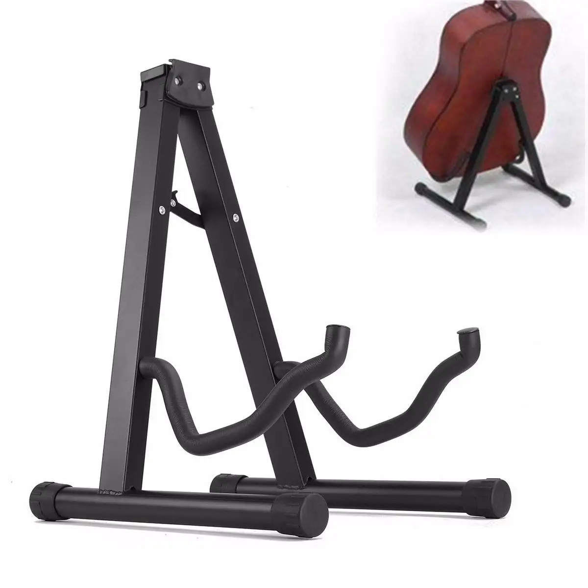 Enlarge Portable Universal Guitar Stand Black Folding Tripod Stand Acoustic Classical Electric Guitar Stand Bass Holder Multifunctional