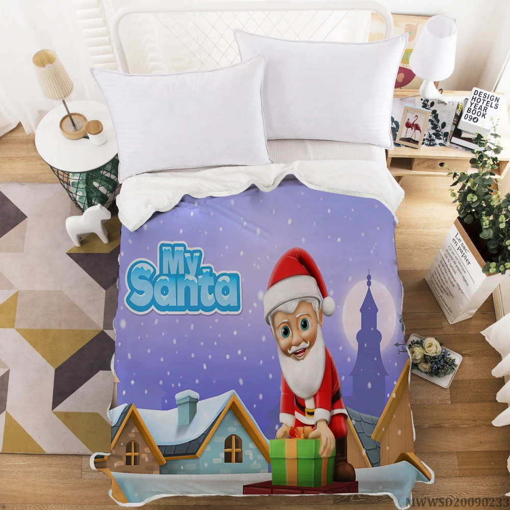 

Merry Christmas Santa Claus Print Blanket 3D Creative Luxury Blanket Highend Fashionable Bed Gift For Kids Children