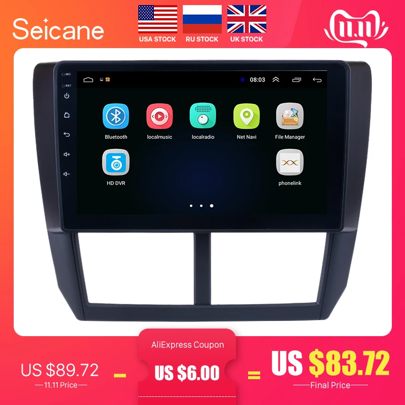 Seicane 9 дюймов 2din Android 8,1 Автомагнитола для 2008 2009 2010 2011 2012 Subaru Forester gps аудио головное устройство мультимедийный плеер