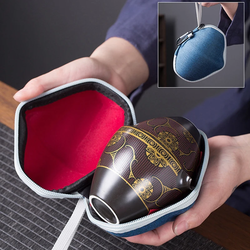 Китайский чайный набор кунг-фу керамический портативный один чайник четыре