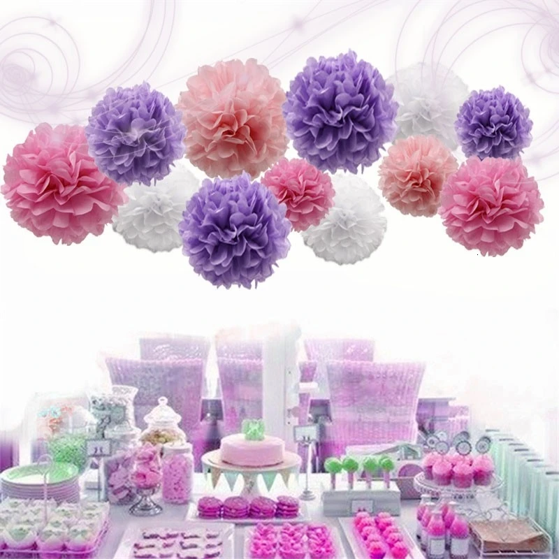 15 шт. 4/6/8 дюймовый помпон из бумажной салфетки Бумага Pom Poms, цветок, поцелуй, мячи, украшение дома, запас для свадебной праздничные вечерние поставки