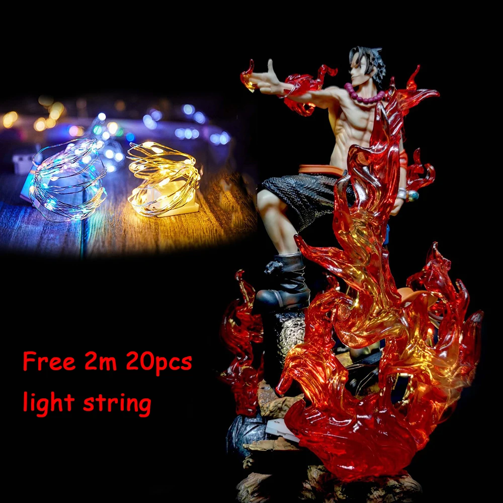 Anime Figure GK One Piece 30cm Free Light Strip ACE PVC Action Figure Collection Model Toys For Children Gift Free Light Strips