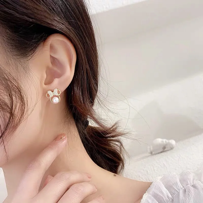 Серьги-гвоздики с милым бантом модные серьги бисером романтичные мультяшным