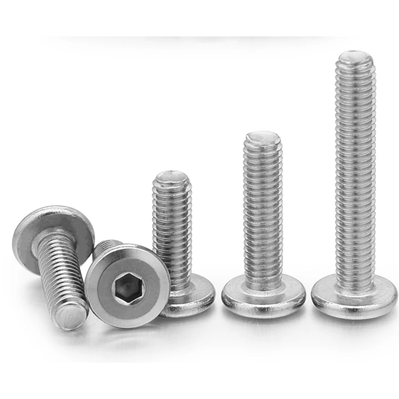 10pcs/lot 304 Stainless Steel Large Flat Hex Hexagon Socket Head Allen Screw M3 M4 M5 M6 M8 Furniture Screw Connector Joint Bolt
