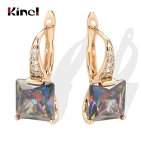 kinel hot fashion square natural zircon dangle earrings for women 585 rose gold earrings high quality daily fine jewelry 2021
