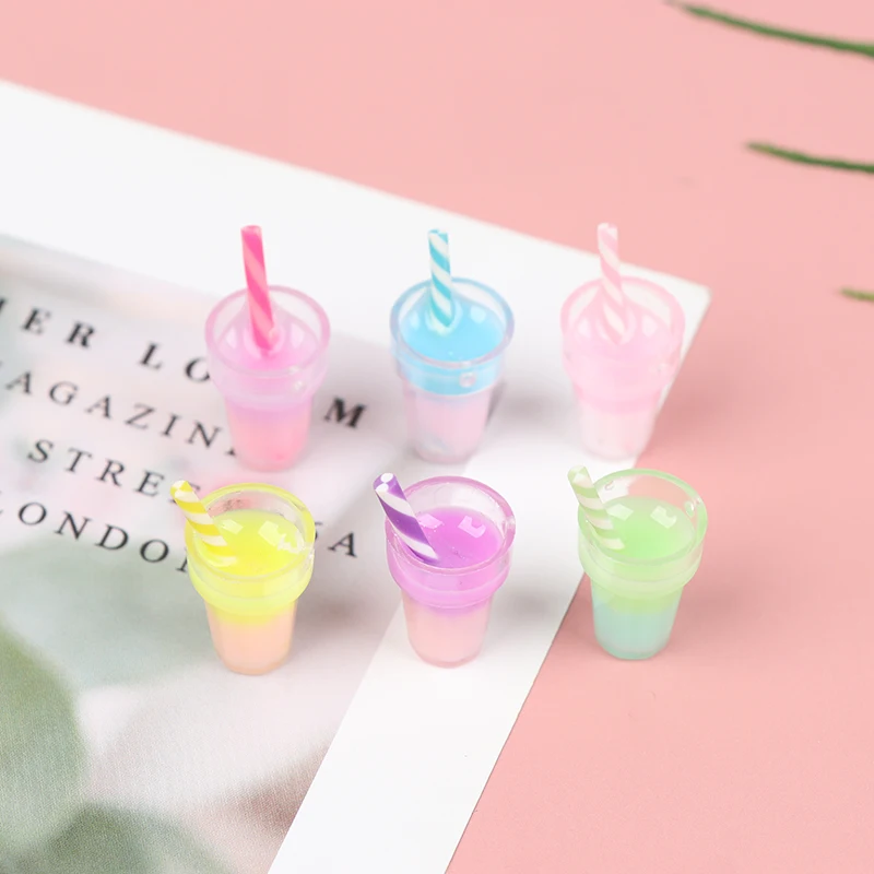 

5pcs Ice-cream Drinks Milk Tea Doll Food Accessories 1/12 Dollhouse Miniature Resin Doll Food Toy accessory