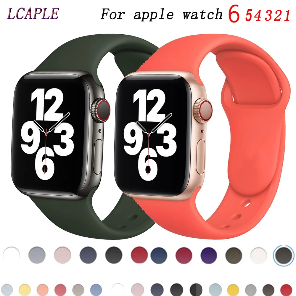 Ремешок силиконовый для часов резиновый браслет наручных 44 мм 40 6 se 5 4 3 2 iWatch 42 38