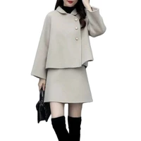 2021 autumn winter women new temperament korean woolen suit skirt short casual slimming trend fashion two piece female suit a695