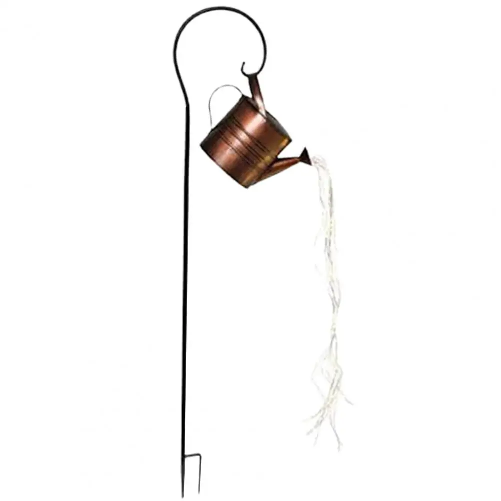 

1 Set Watering Can Decor Well-design Delicate Copper Wire Battery-operated LED Lamp Watering Can Decor for Garden